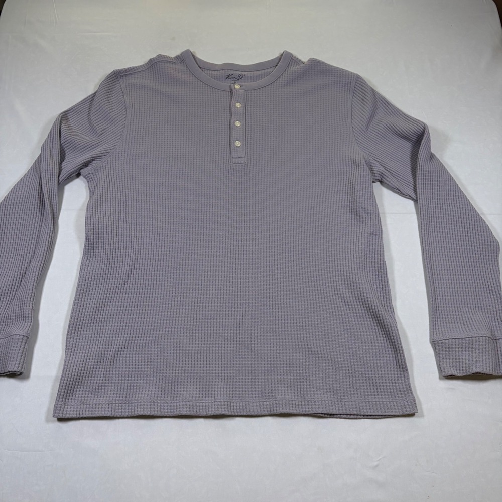Kian D. Los Angeles Mens XL Waffle Knit Henley Shirt Long Sleeve Purple Thermal